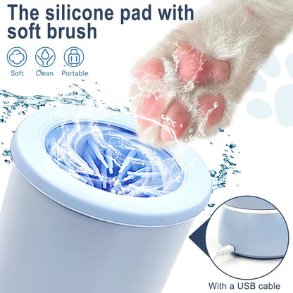 Electric Dog Paw Cleaner & Massager Portable USB Rechargeable Paw Washing Cup for Small to Medium Dogs ABS Silicone Bristles 1500Mah Battery Easy One-Button Operation Pet Grooming Tool