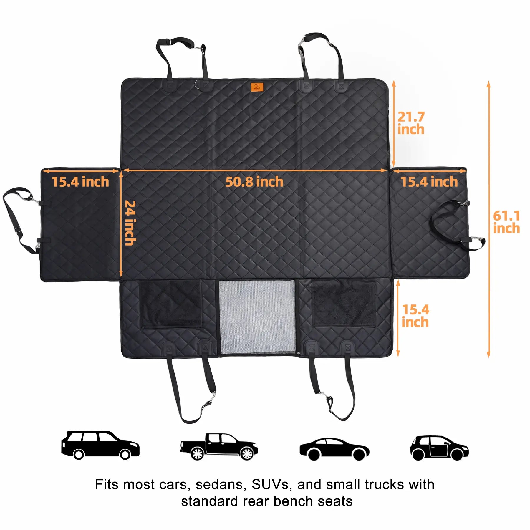 Zvrpet Dog Car Seat Cover with Mesh Window Waterproof & Scratch-Resistant Pet Hammock for Back Seat High-Strength PP Support Board Undeformable Heavy Duty Non-Slip Protector for Suvs & Trucks Large Size Summervibes Petlovers