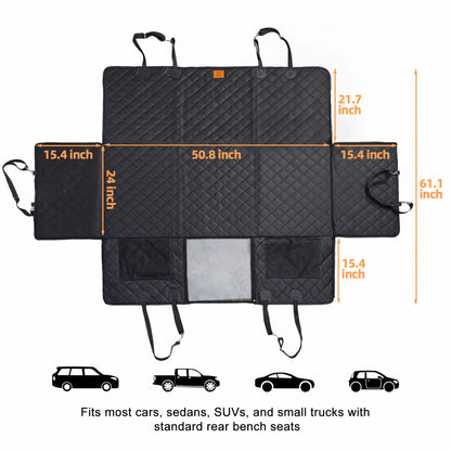 Zvrpet Dog Car Seat Cover with Mesh Window Waterproof & Scratch-Resistant Pet Hammock for Back Seat High-Strength PP Support Board Undeformable Heavy Duty Non-Slip Protector for Suvs & Trucks Large Size Summervibes Petlovers