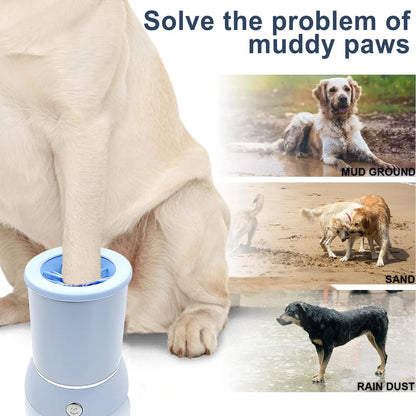 Electric Dog Paw Cleaner & Massager Portable USB Rechargeable Paw Washing Cup for Small to Medium Dogs ABS Silicone Bristles 1500Mah Battery Easy One-Button Operation Pet Grooming Tool