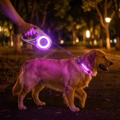Pawzseek LED Retractable Dog Leash for Night Walking,Walking Your Dog at Night Feels Different with This,This Glowing Dog Leash Is a Game Changer