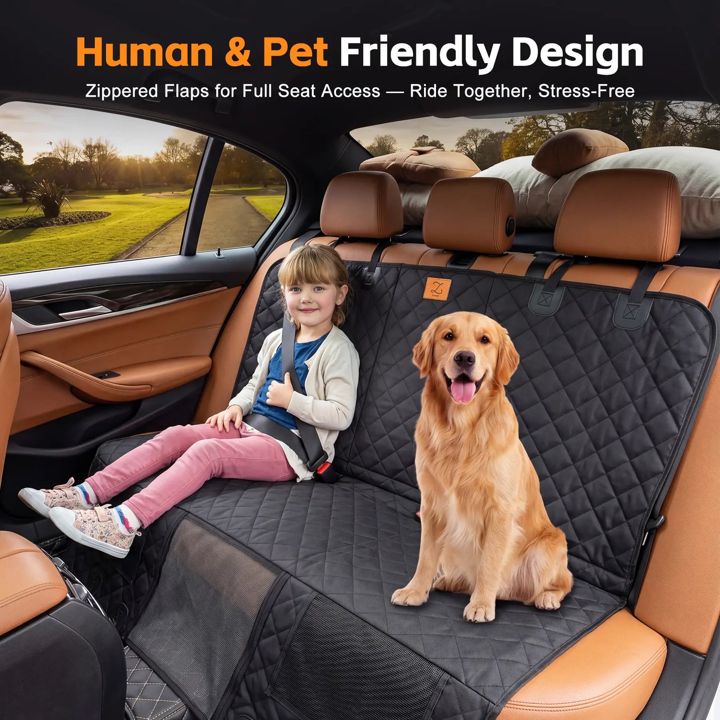 Zvrpet Dog Car Seat Cover with Mesh Window Waterproof & Scratch-Resistant Pet Hammock for Back Seat High-Strength PP Support Board Undeformable Heavy Duty Non-Slip Protector for Suvs & Trucks Large Size Summervibes Petlovers