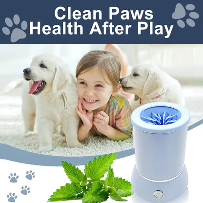 Electric Dog Paw Cleaner & Massager Portable USB Rechargeable Paw Washing Cup for Small to Medium Dogs ABS Silicone Bristles 1500Mah Battery Easy One-Button Operation Pet Grooming Tool