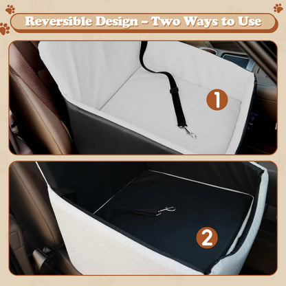 【Dealsforyoudays】 Dog Car Seat for Small Dogs & Cats, All-Season Reversible Design, Enclosed Pet Car Seat with Seat Belt Straps, Non-Slip Waterproof Travel Bed for Car & Outdoor Use Summervibes Petlovers Summerwins